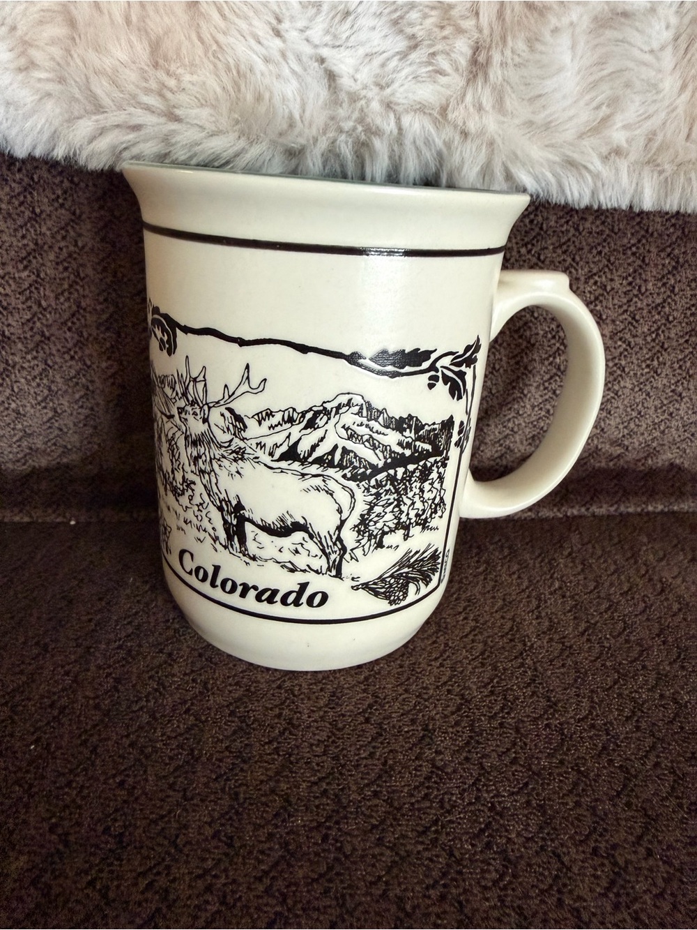 Colorado Scenic Ceramic Coffee Mug - Cream with Black Print